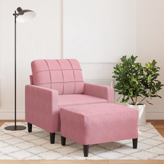 vidaXL - Fauteuil - met - voetenbank - 60 - cm - fluweel - roze van Vidaxl — afbeelding 2