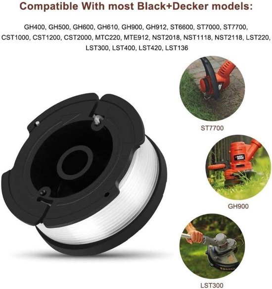 8 Stuks Spools met Spraykop voor Black Decker Strimmer - Geschikt voor ST5530, GLC3630L20, STC1820PC, BESTA530 en BESTA525 - Tuinaccessoires en Vervangonderdelen — afbeelding 2