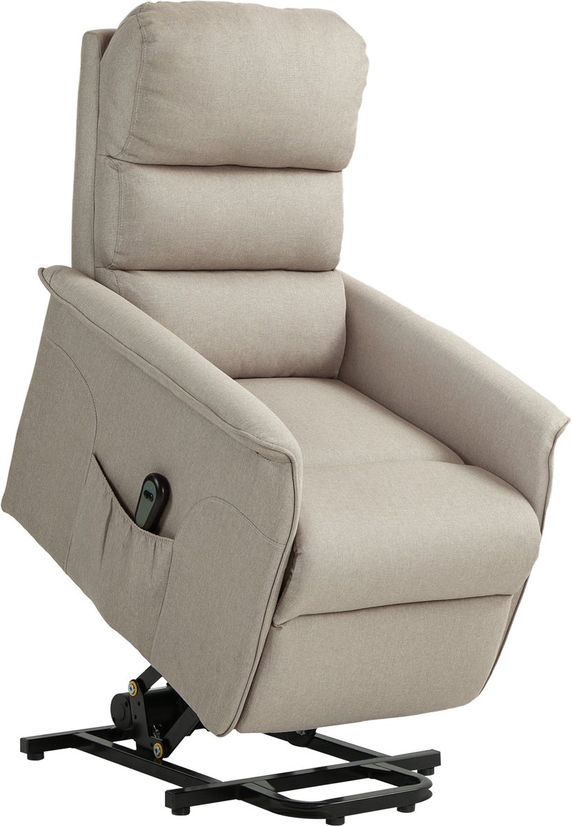 Homona Sta-opfauteuil - Met elektrische verstelbare rugleuning en voetensteun - 66 x 90 x 96 cm - Beige