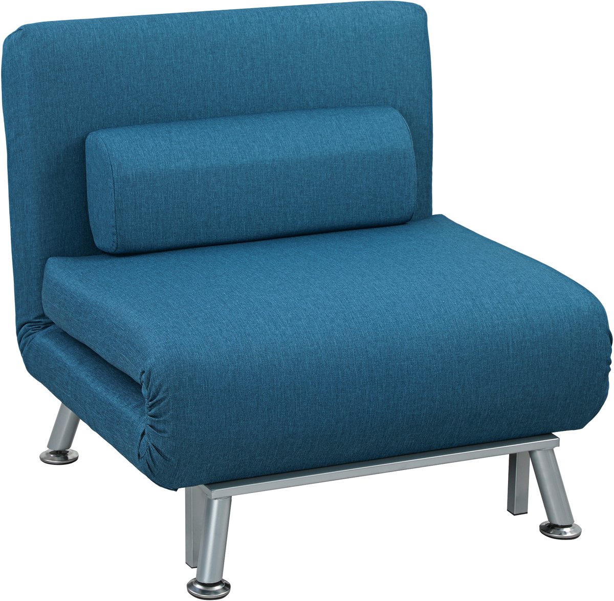Homona Slaapfauteuil - Met slaapfunctie en kussen - 5-traps verstelbare rugleuning - Stalen frame - 75 x 70 x 75 cm - Blauw