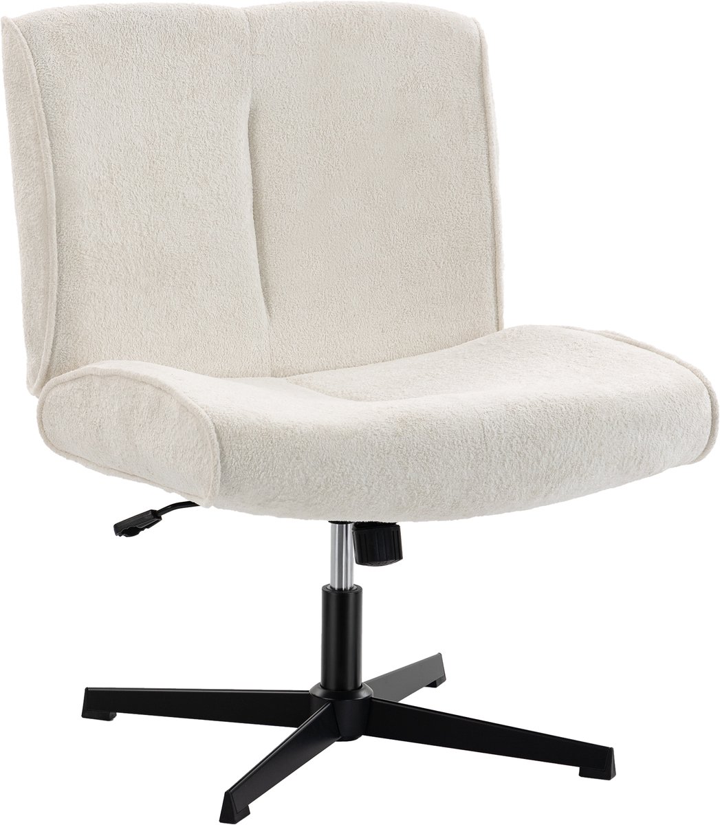 Homona Draaifauteuil met in hoogte verstelbare zitting - Met 14 cm dik kussen - 63 x 75 x 82-90 cm - Crèmewit