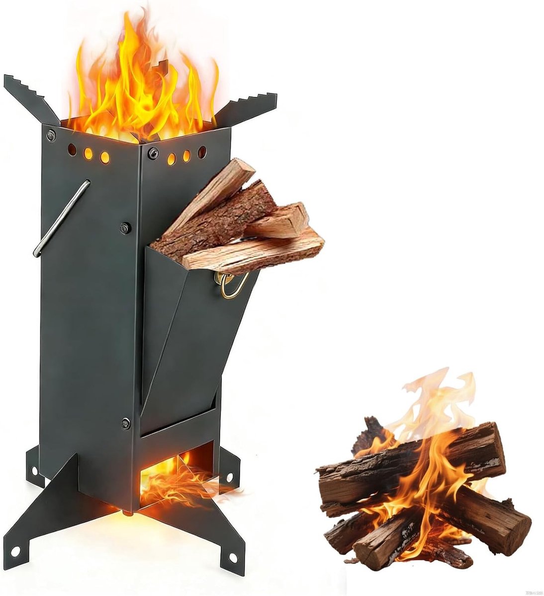 Krachtige houtgestookte barbecue oven voor buiten, ideaal voor kamperen en tuinfeesten