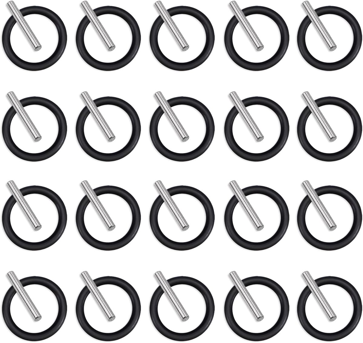 O-ringen en pin set 40 stuks - 4 x 25mm - rubber en roestvrij staal - duurzaam en herbruikbaar - ShopVlot