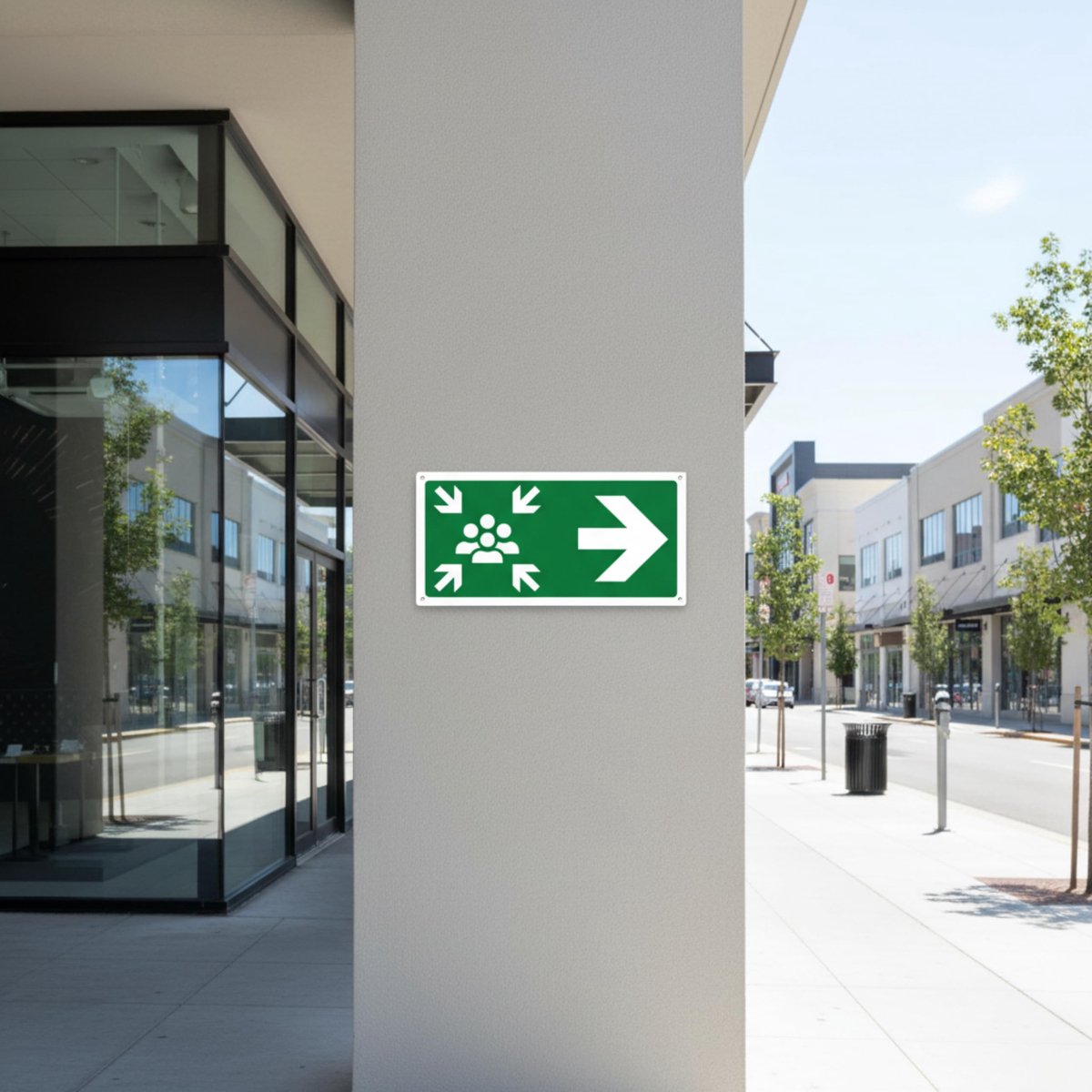 Pubblimania Verzamelpunt met pijl rechts, bord van aluminium composiet, 3 mm buiten (verzamelpunt rechts, 1 eenheid) - ShopVlot