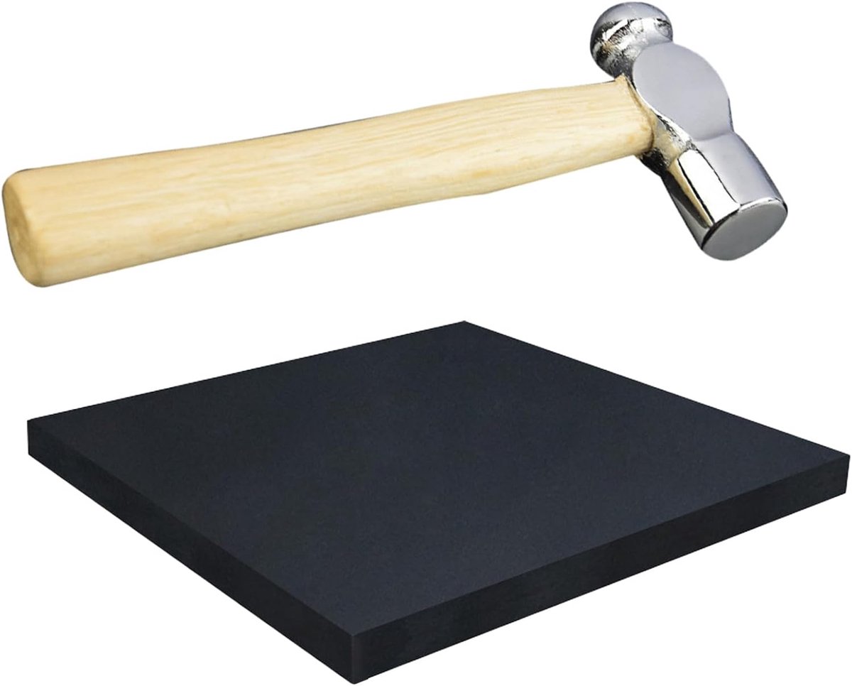 MiniHammer en rubberen bankblok, 15 cm, voor het maken van sieraden, hamer, koolstofstaal, kogelhamer, draagbare bal - ShopVlot