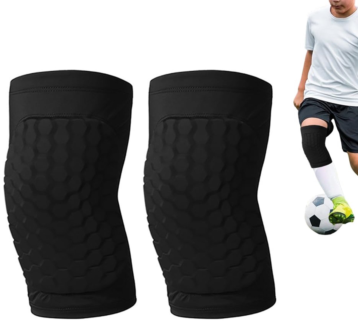 Sport Kniesteun Schokabsorberende Kniebeschermer Met Honingraat Padding Compressie Kniebrace Voor Voetbal Basketbal Volleybal Hardlopen Training (S)