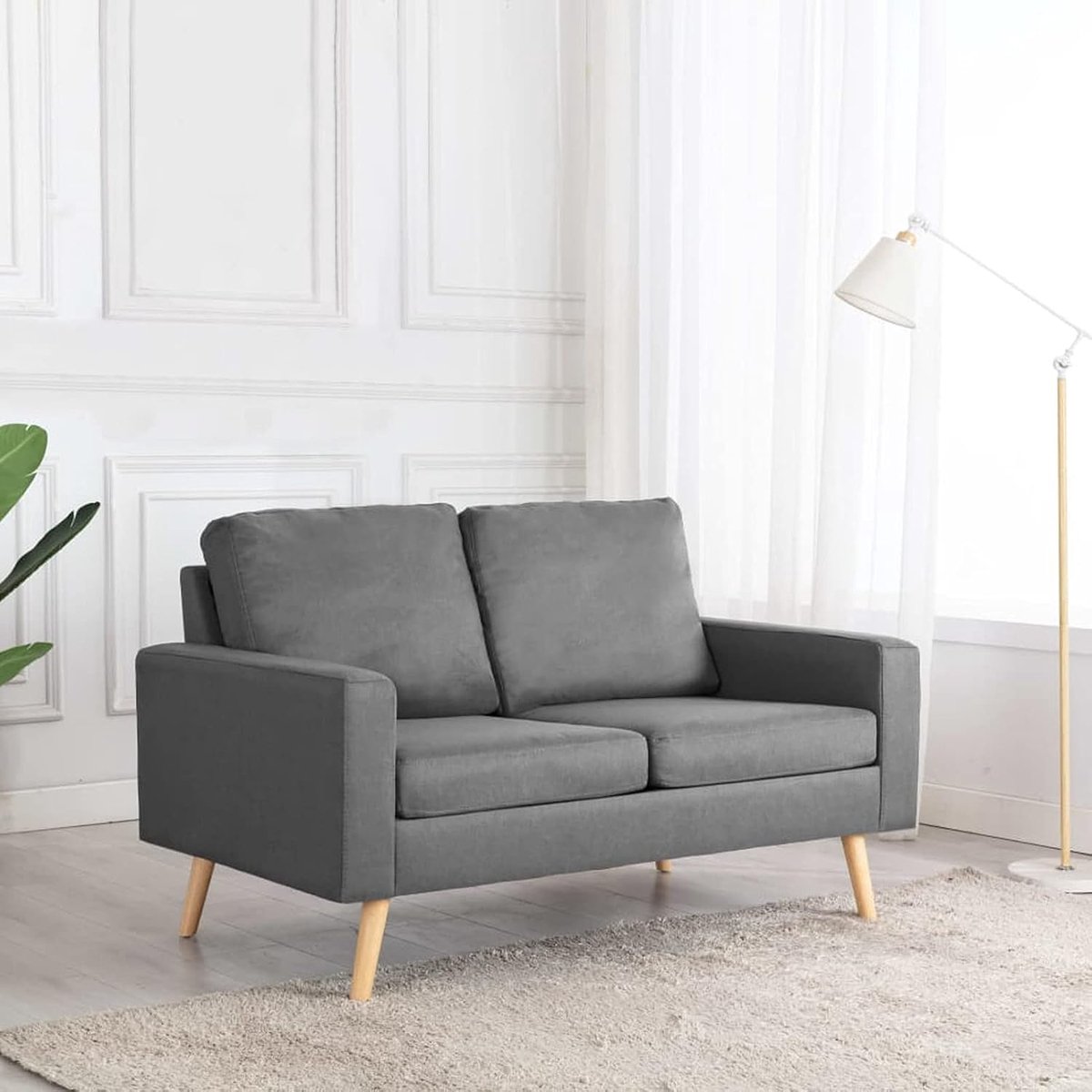 2-zitsbank voor woonkamer, moderne stof, voor woonkamer, slaapkamer, lichtgrijs, 130 x 76 x 82,5 cm