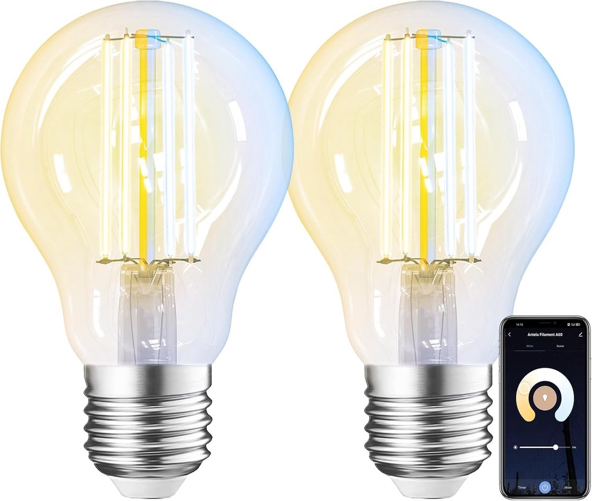 Slimme Vintage LED Lamp met WiFi, 7W, 806LM, E27, Energiezuinig en Dimbaar