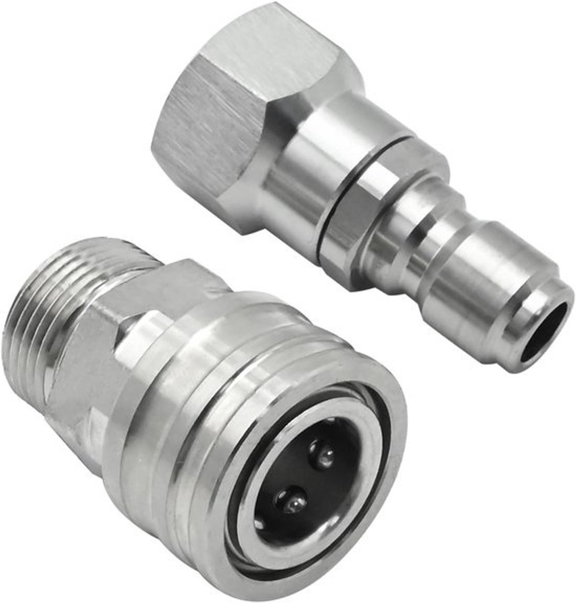 SnelShoppen - hoge drukreinigeradapter - 14mm RVS vrouwelijk naar 3/8" snelle verbinding - draaibaar man naar 3/8" socket