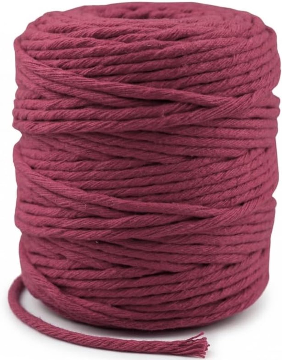 Macramé garen 5 mm x 100 m - natuurlijk katoengaren gedraaid (single twist) - macramétouw voor doe-het-zelf, wandbehang, hangende plantenhangers en decoratie, geschikt voor