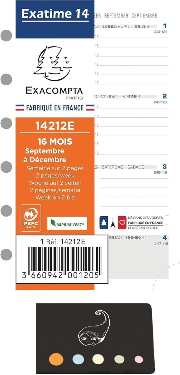 Refill pack September 2024 to December 2025, 1 week on 2 pages, for exotic organiser 14 + self-adhesive index Blumie - ShopVlot
