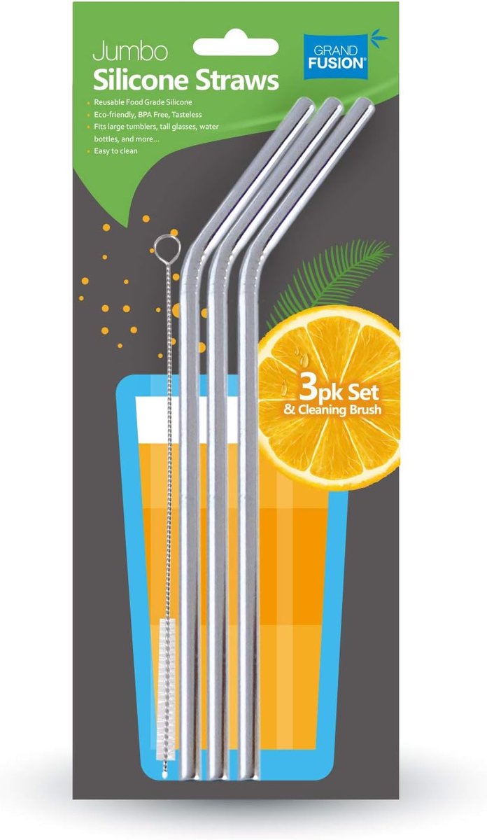 REUSABLE STAINLESS STEEL DRINKING STRAW - 3 PACK WITH CLEANING BRUSH - ShopVlot