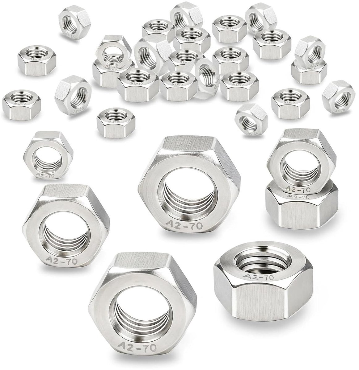 Set van 20 RVS M12 Zeskantmoeren DIN934 - Lock Nuts voor Schroeven, Draadstangen en Constructieprojecten