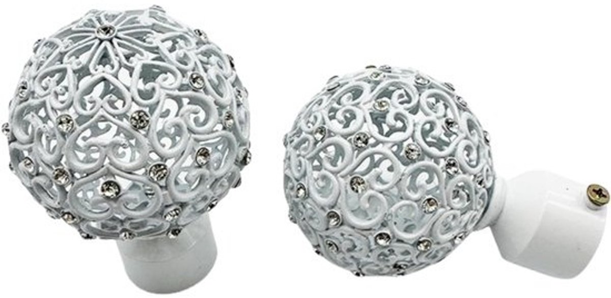 Gordijnroede eindstukken - Decoratieve knoppen - Vensterdecoratie - Duurzame zinklegering - 25mm 28mm - Wit