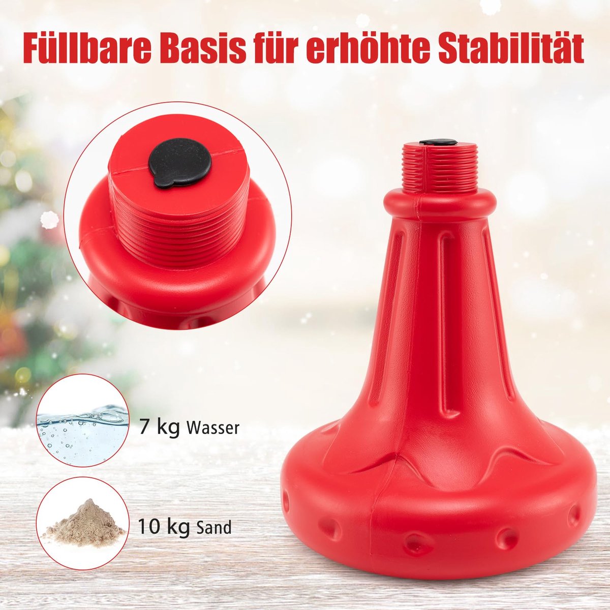 COSTWAY 185 cm kerstlantaarn, straatlantaarn met warmwitte ledverlichting, sneeuweffect, kerstman en muziek – kerstdecoratie voor huis, tuin en veranda – foto 4