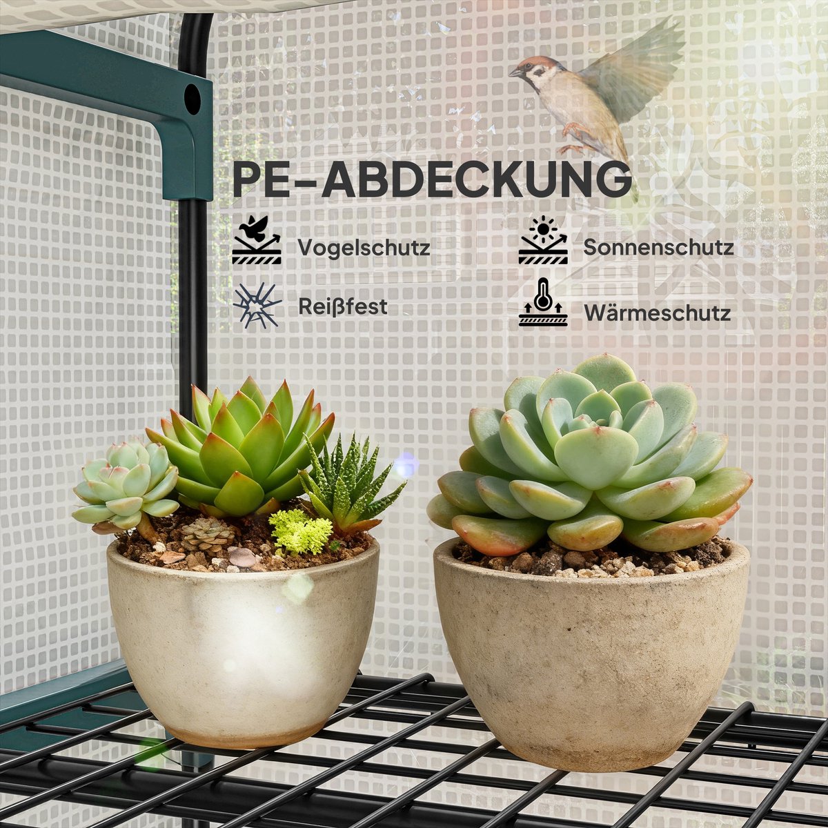 Foliekas- broeikas- minikas- plantenhuis- koude bak- 4 schappen- 70 x 50 x 160 cm- wit – foto 7