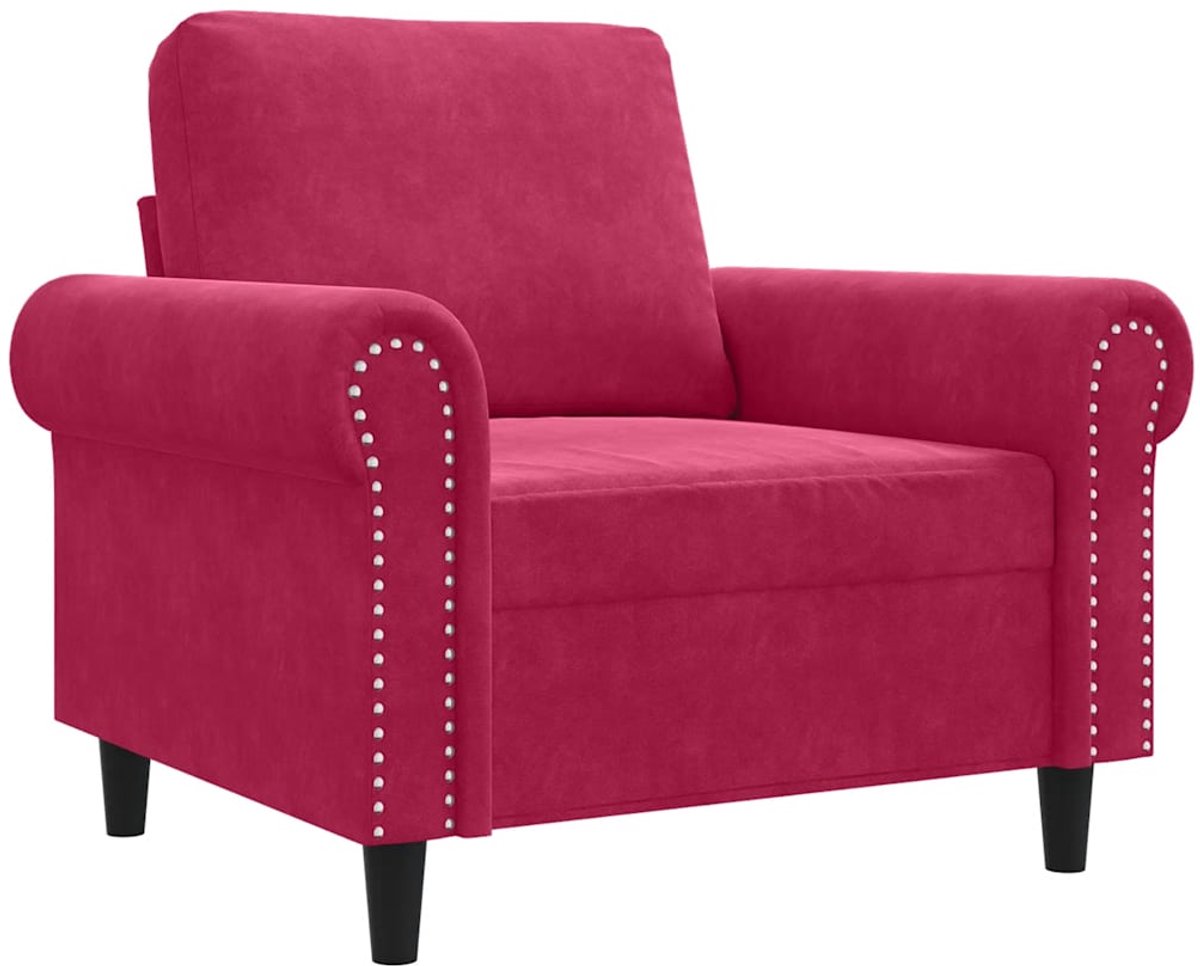vidaXL Fauteuil - 60 - cm - fluweel - wijnrood