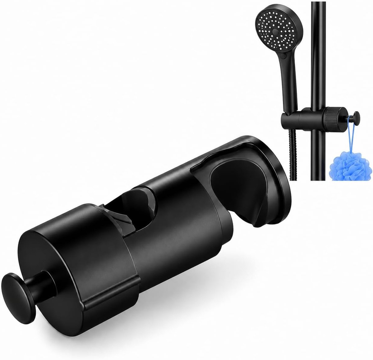 Douchekophouder, universele douchehouder zonder boren | 16-27 mm diameter verstelbaar, handdouchehouder met haak, reserveaccessoire voor badkamer