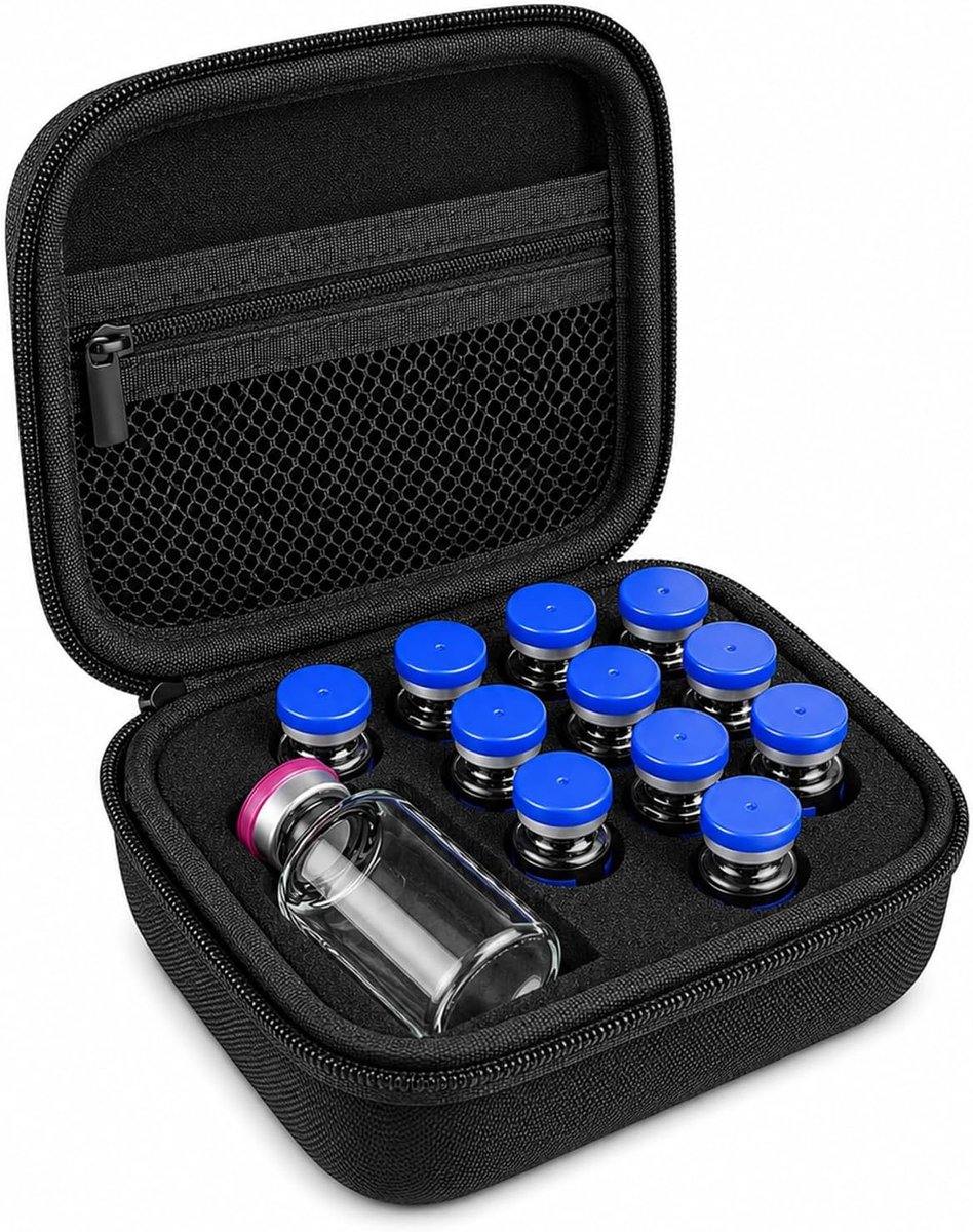 10-vak Peptide-opbergdoos, Vial Box Beschermhoes, Flesjes Organizer voor Koelkast Reizen Standaard 1-30ml
