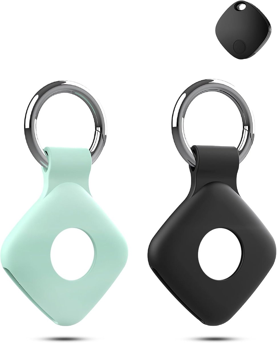 Beschermhoes voor ATUVOS tracker, bluetooth-tracker, stootvast, krasbestendig, zachte hoes, zwart-groen, 2 stuks