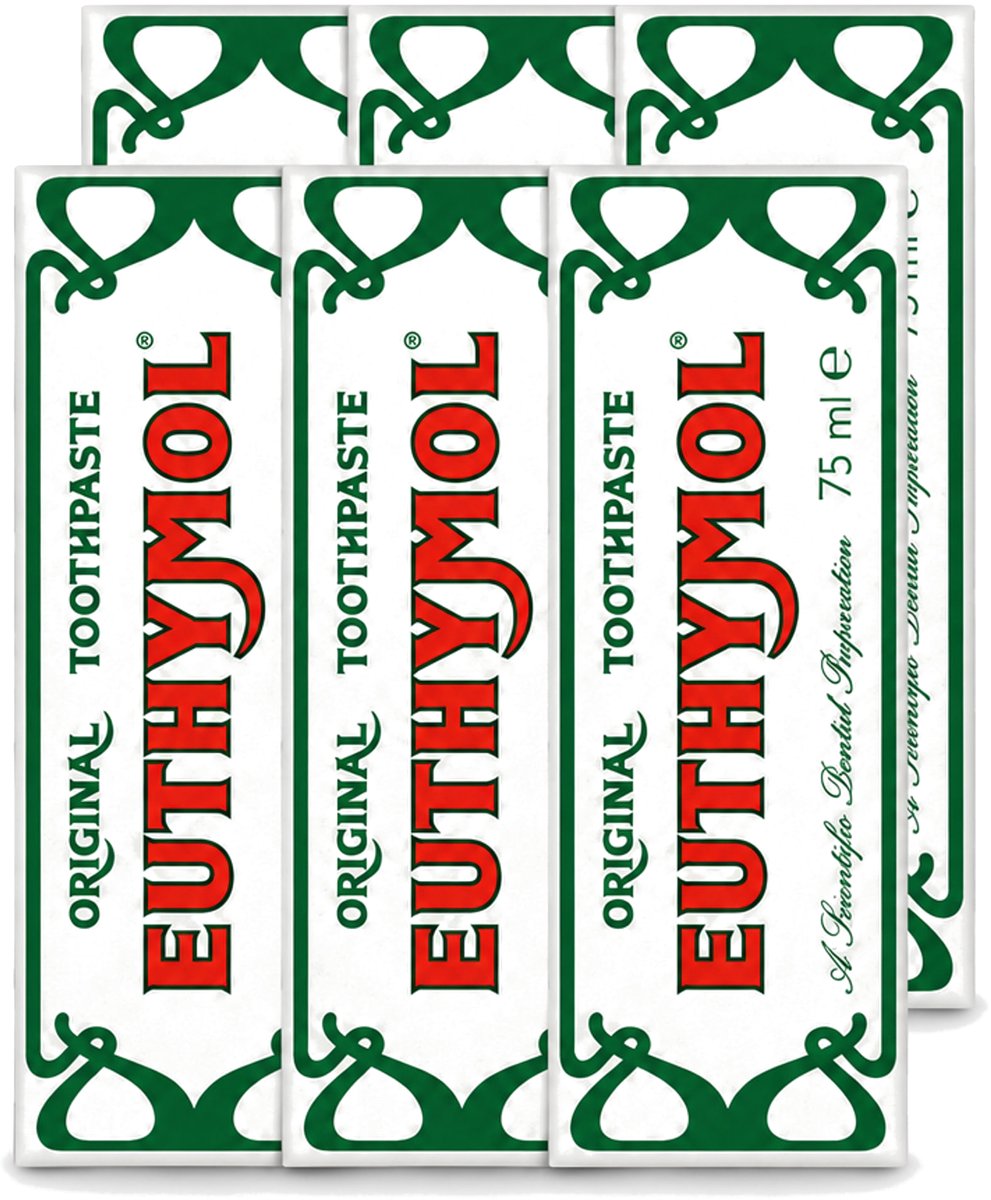 6 x Euthymol – Tandpasta – Original Dentifrice – 75 ml - Voordeelverpakking - 6 stuks
