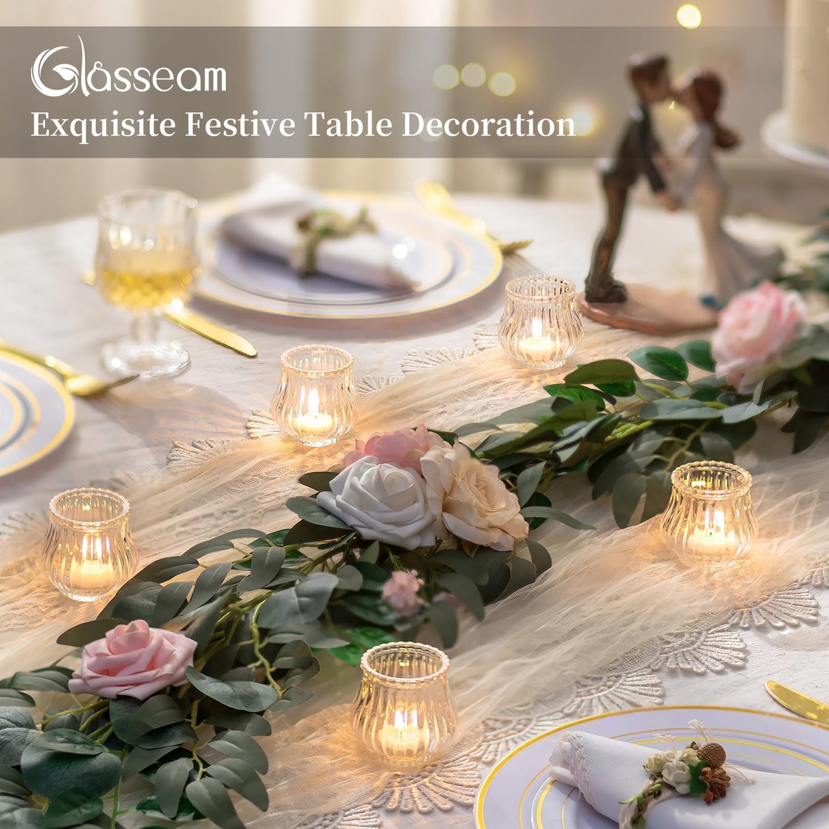 Set van 24 Ribbel Tealight Houder voor Kaarsen - Perfect voor Bruiloften en Kerstdecoratie, Stijlvolle Tafeldecoratie voor Feesten — cadeau in Cadeau-ideeën - foto 3