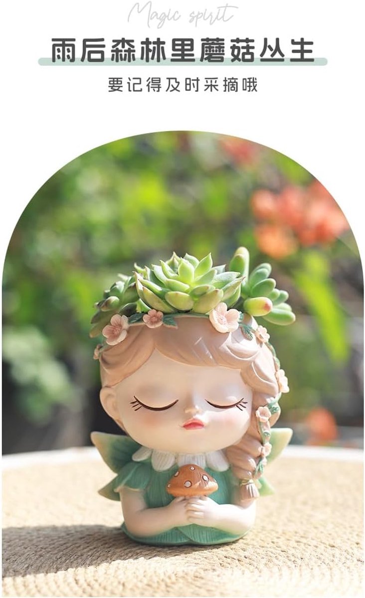 Magische elfenbloempot - paddenstoel, schattige elfenbloempot van kunsthars voor tafel, creatieve tuin en decoratie - ShopVlot