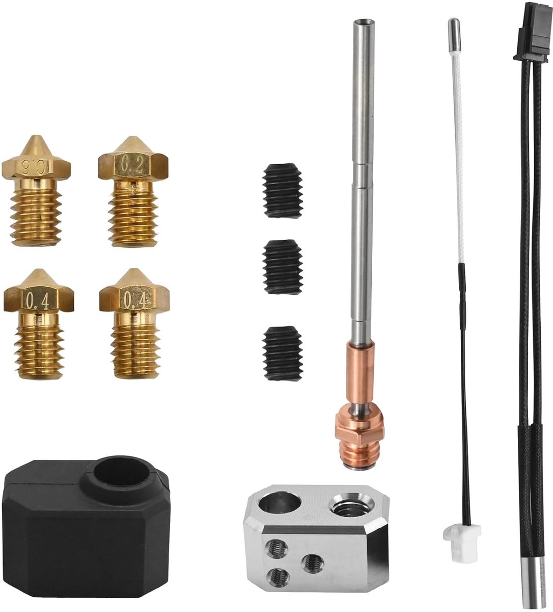 1 Set Hotend Kit, 4 Brass Nozzles, Replacement for Prusa I3 MK4/XL, 24V, 40W Print Head Kit, with Thermistor, Heating - ShopVlot