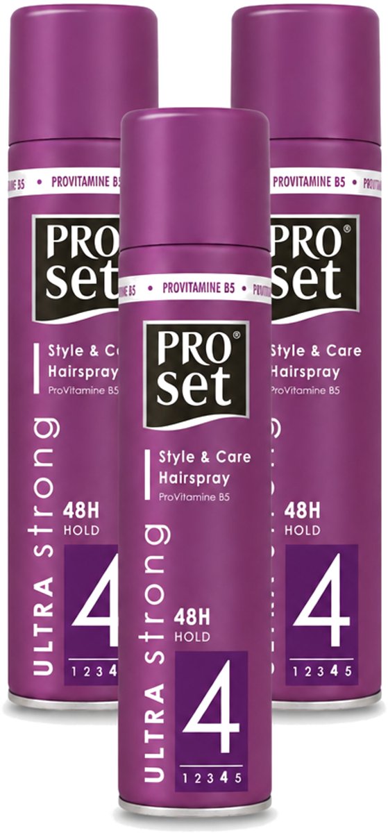 3 x Proset - Haarspray - Ultra Sterk - 48 uur Werking - 250 ml - Voordeelverpakking - 3 stuks