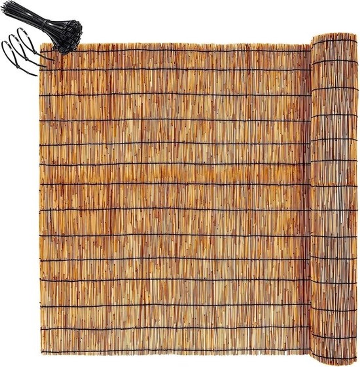 Natuurlijke rietmat - voor tuinafscheiding - Privacyscherm - voor balkon - Voor meer privacy - Huurdersvriendelijk systeem - 110x400cm - Bruin
