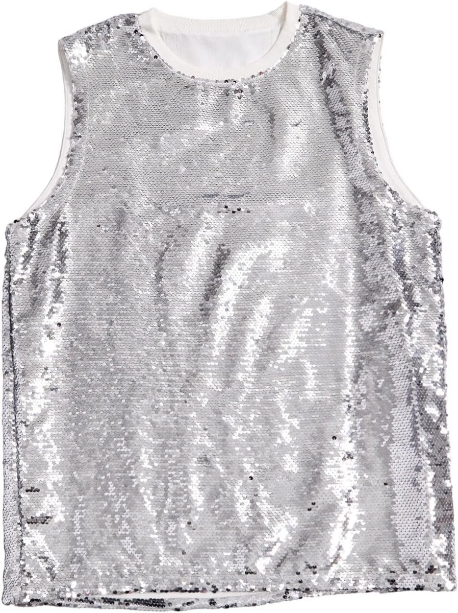 Tanktop met pailletten, losse en casual pasvorm, ideaal voor sport en sportschool. Comfortabel en ademend, perfect voor de zomer.
