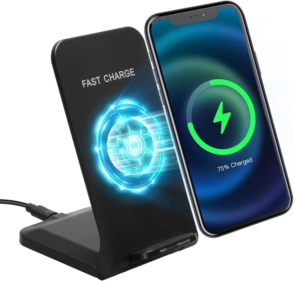 Draagbare Draadloze Oplaadstandaard 15W, Snellader voor Smartphones, Compatibel met iPhone en Samsung Galaxy S21-S23