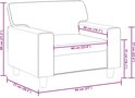 Schematische tekening van een zwarte fauteuil met afmetingen: 94 cm breed, 80 cm hoog, 77 cm diep.