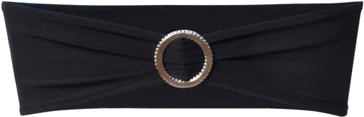 Strikken met diamantgesp, zwart