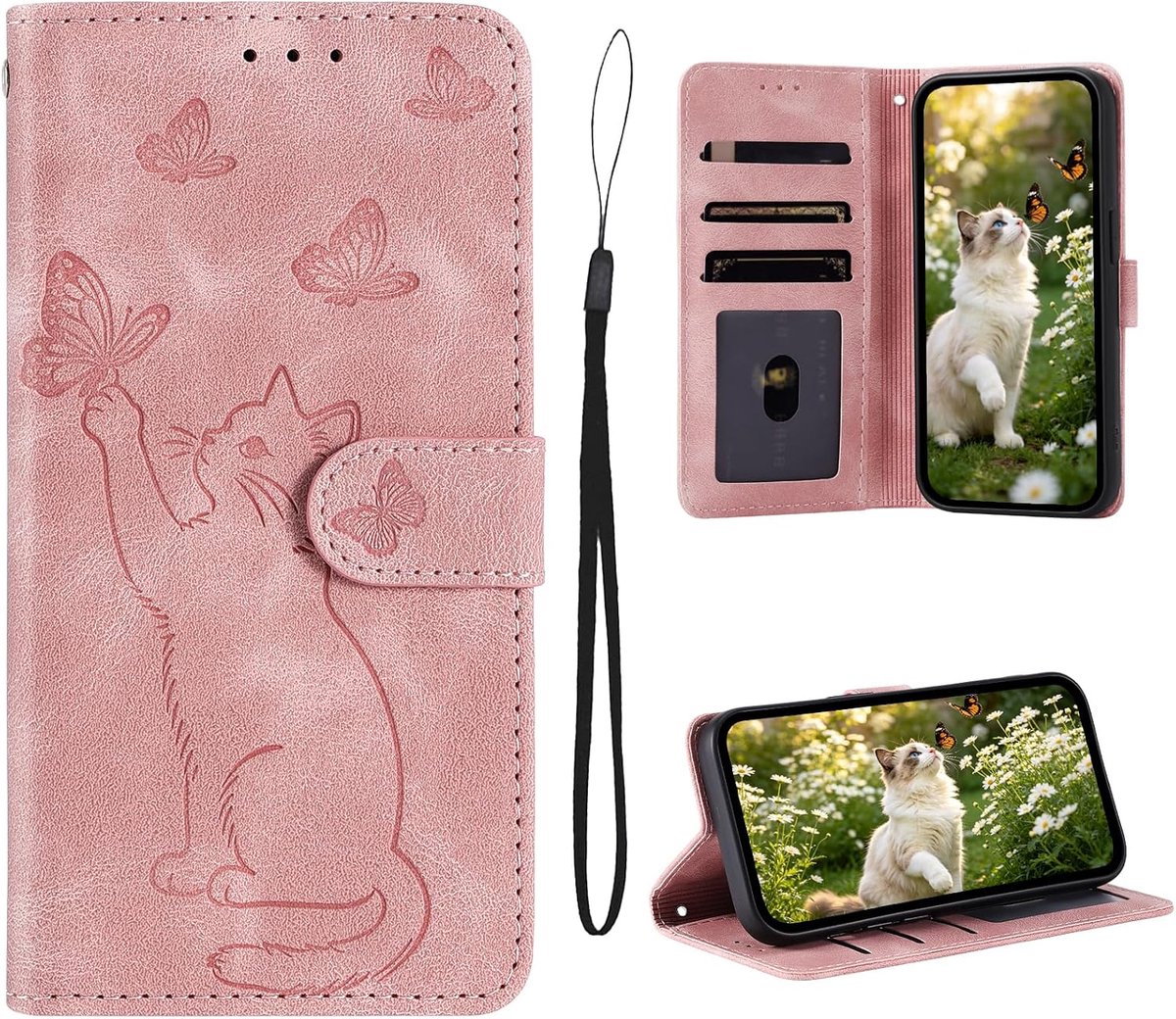 Telefoonhoesje voor Samsung Galaxy A27, inklapbaar, roze