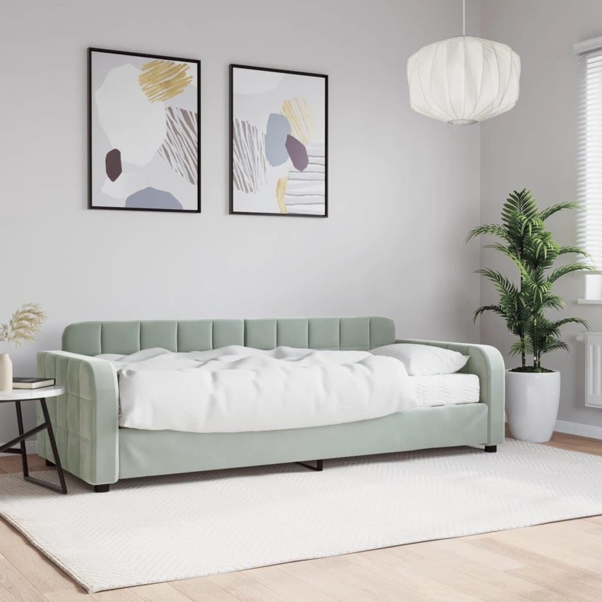Fluwelen 2 in 1 slaapbank met schuimmatras woonkamer logeergasten 80x200 cm