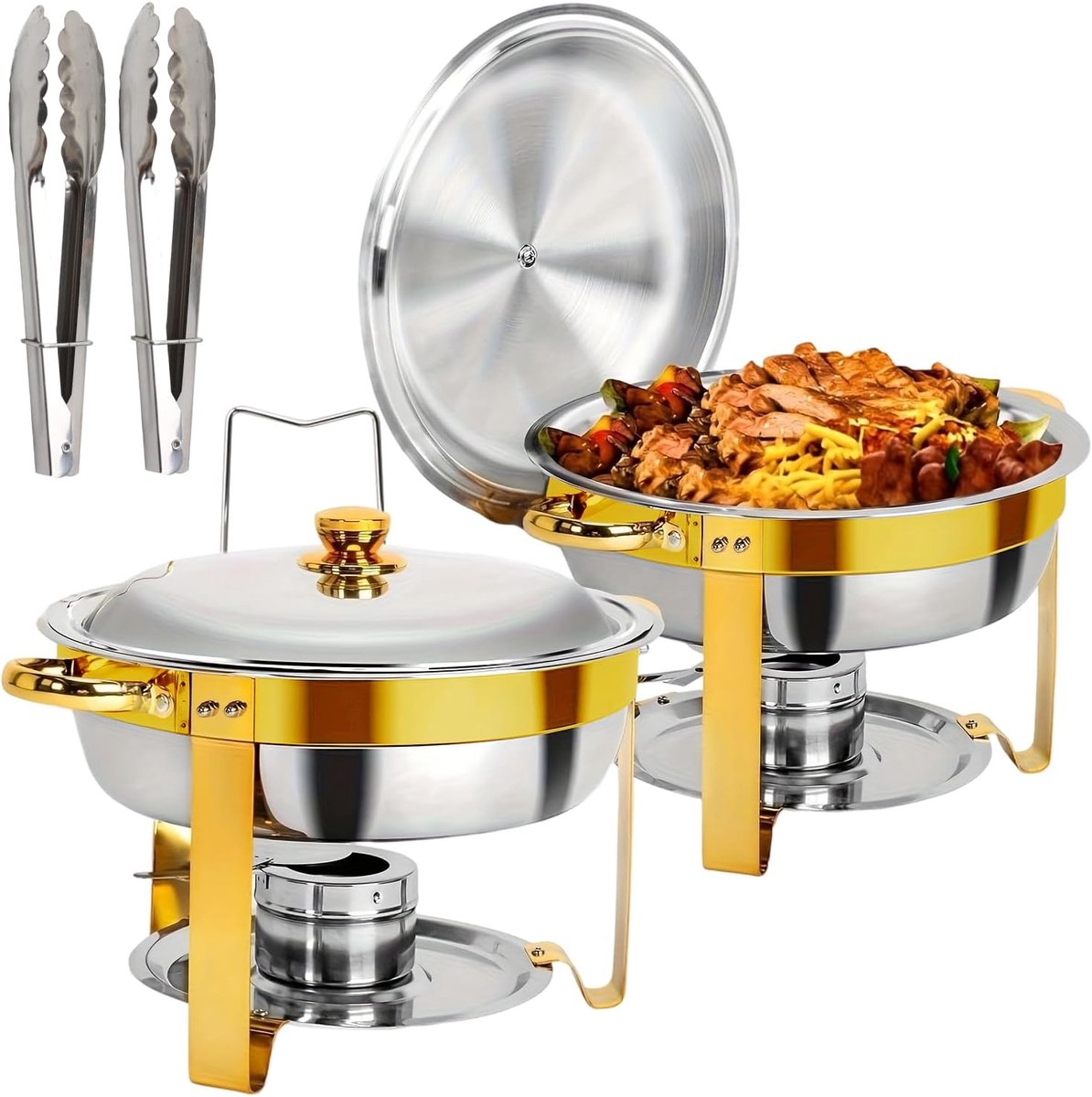 Set van 2 Chafing Dish 4,5 l voor bruiloft, feest, catering