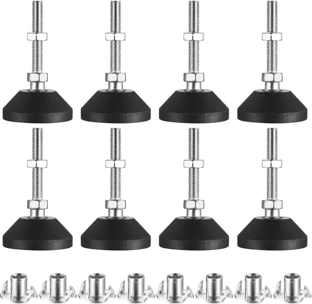McBlast Modern Adjustable Feet for Furniture, 8 Pieces, Black, M8 x 60mm, Height 13-63mm, 450kg Load, Use for Tables - ShopVlot