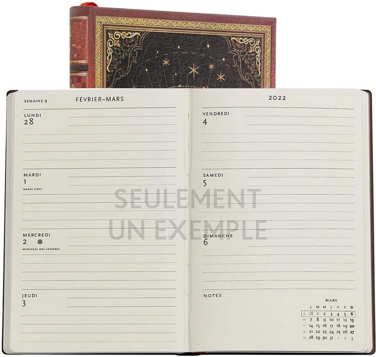 Paperb Frans agenda, september 2026 tot september 2027, 1 week op 2 pagina's, mini horizontaal + 1 stylus touch Blumie - ShopVlot