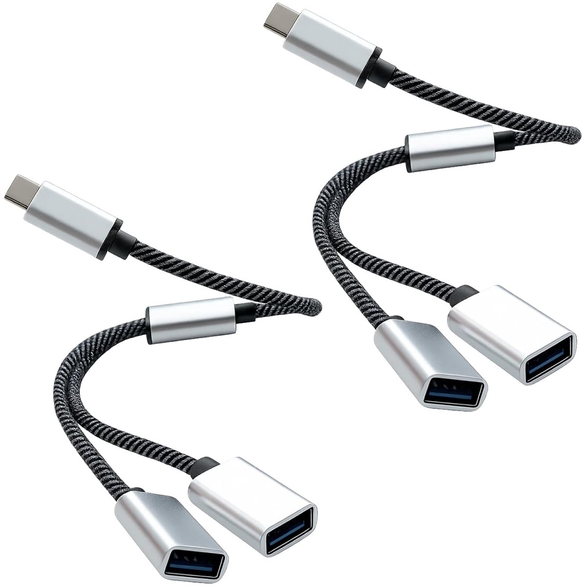2pcs USB C splitter 1 to 2, compact USB to 2 USB A adapters for simultaneous power and data connection, flexible c y - ShopVlot