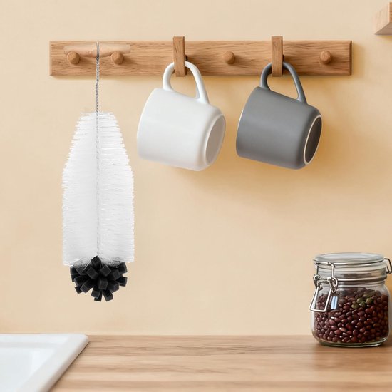 SnelShoppen - 35 cm Flessenborstel voor SodaStream Glazen Flessen - Harde Borstelharen & Zachte Spons - Krasvrij en Flexibel - Ideaal voor Keuken en D van Snelshoppen — afbeelding 2