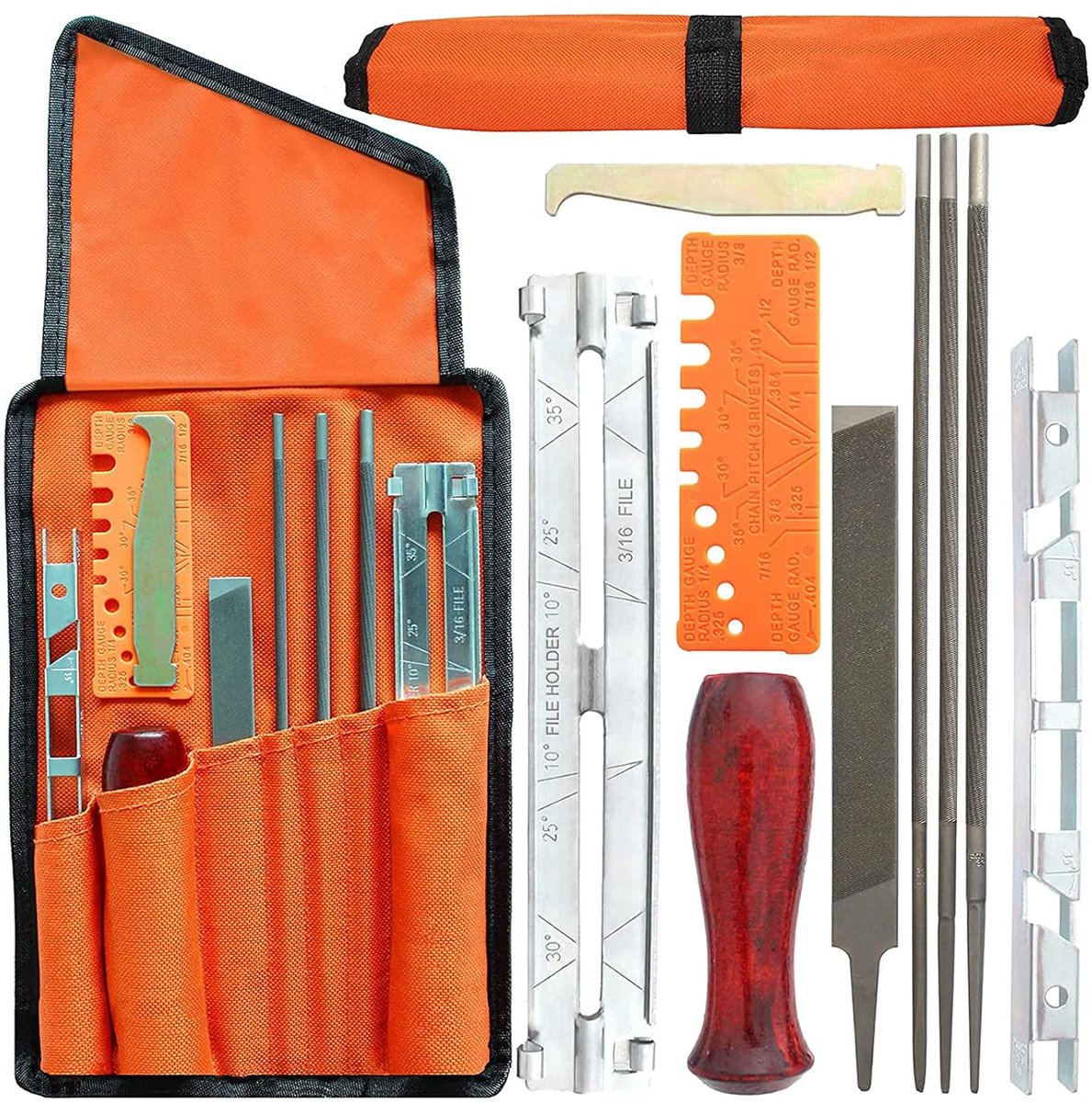 10 Piece Chainsaw Sharpening Set, Chain Sharpener Chain Saw Sanding Tools, With 5/32 3/16 7/32 Round File + 6 Inch - ShopVlot