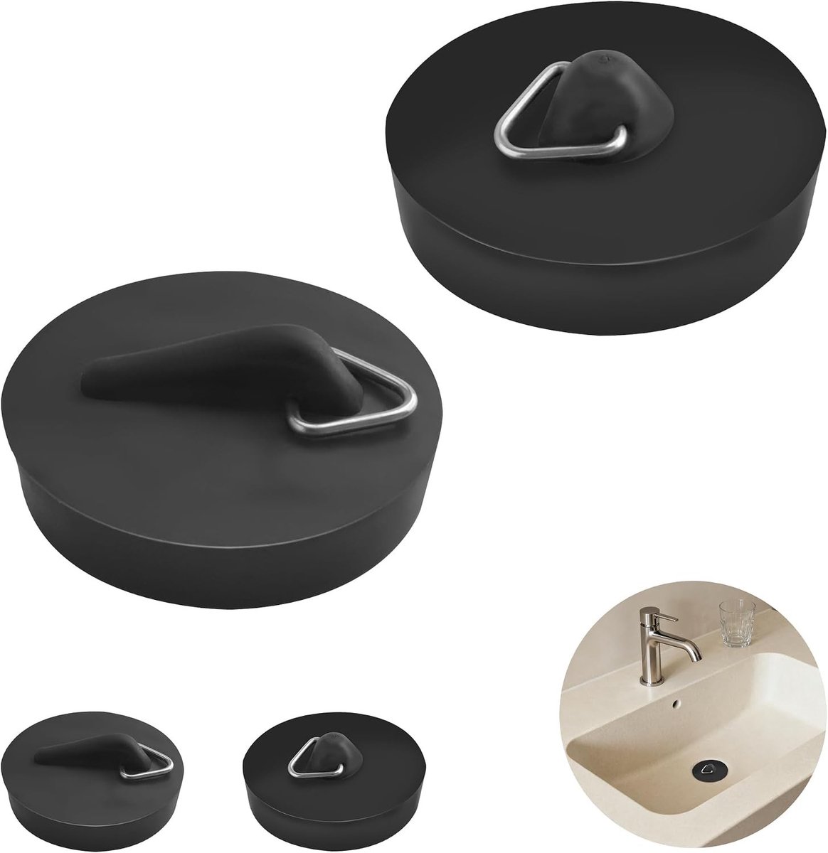 Set van 4 universele afvoerpluggen (4cm en 4.5cm) voor badkamer en keuken, voorkomt waterverlies en nare geuren
