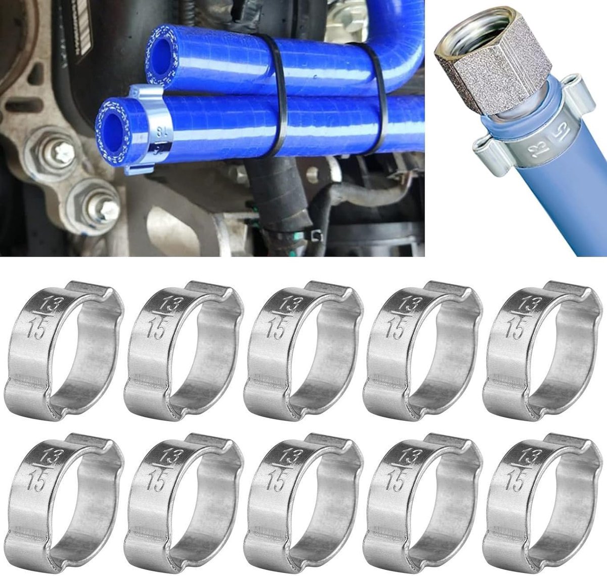 10Pcs Double Hose Clamps, Stainless Steel Two Ear Hose Clamps, O-Clip Hose Clamps, Pipe Joint Mounts, for - ShopVlot