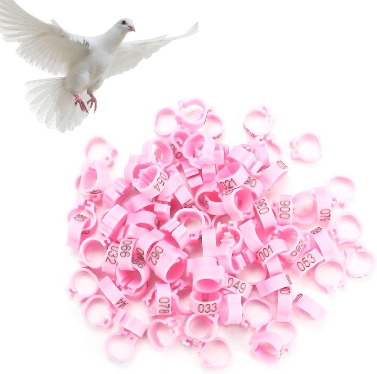 Ringen, 8mm 001-100 genummerde plastic brief duif vogel been bands ringen(Roze)