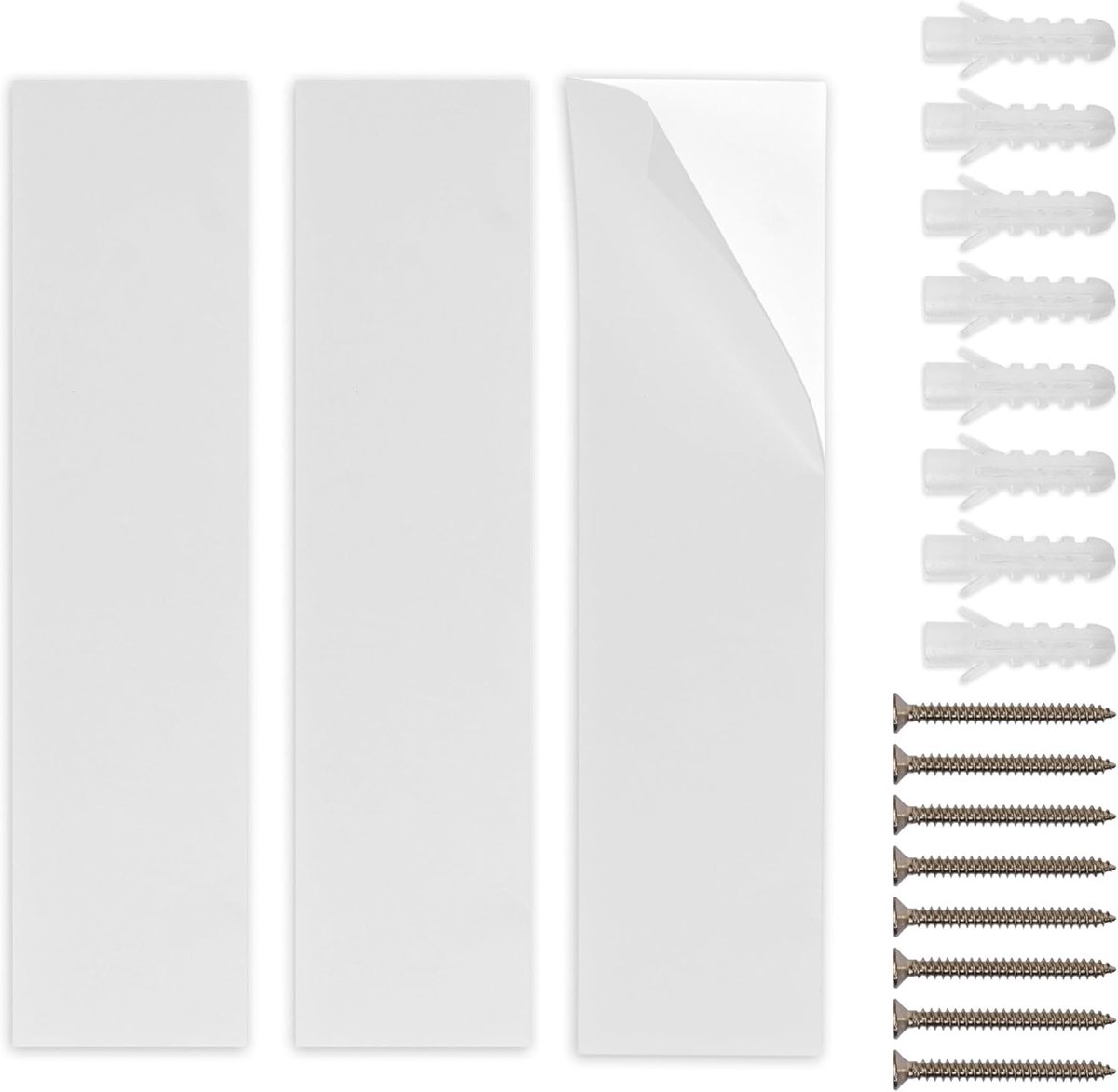 Montageset voor instructieborden, set met 20 x 5 cm plakstrips en M3 x 30 roestvrijstalen schroeven en pluggen, stickers voor binnen en buiten, universele bevestigingsset voor waarschuwingen en borden
