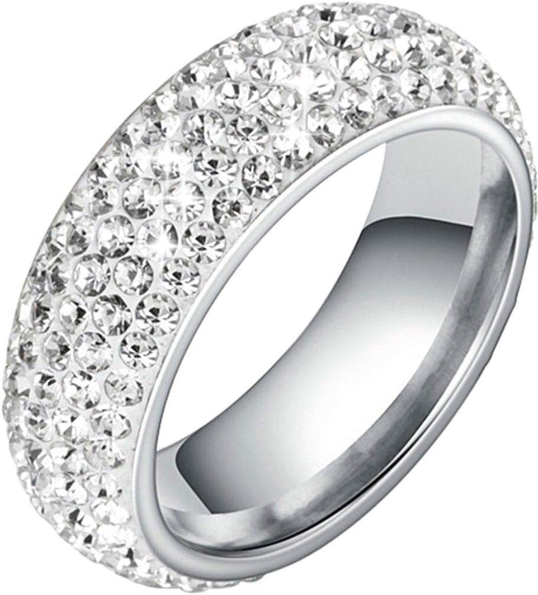 Ringen Roestvrij Staal Bruiloft 8mm met Cubic Zirconia Zilveren Trouwringen