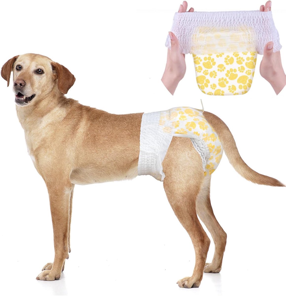 Luiers voor dames met volledig verpakte elastische taille, 20 stuks, hondenwarmtebroek wegwerpbaar, hondenluiers, super absorberende lekvrije luiers voor honden bij hitte, menstruatie