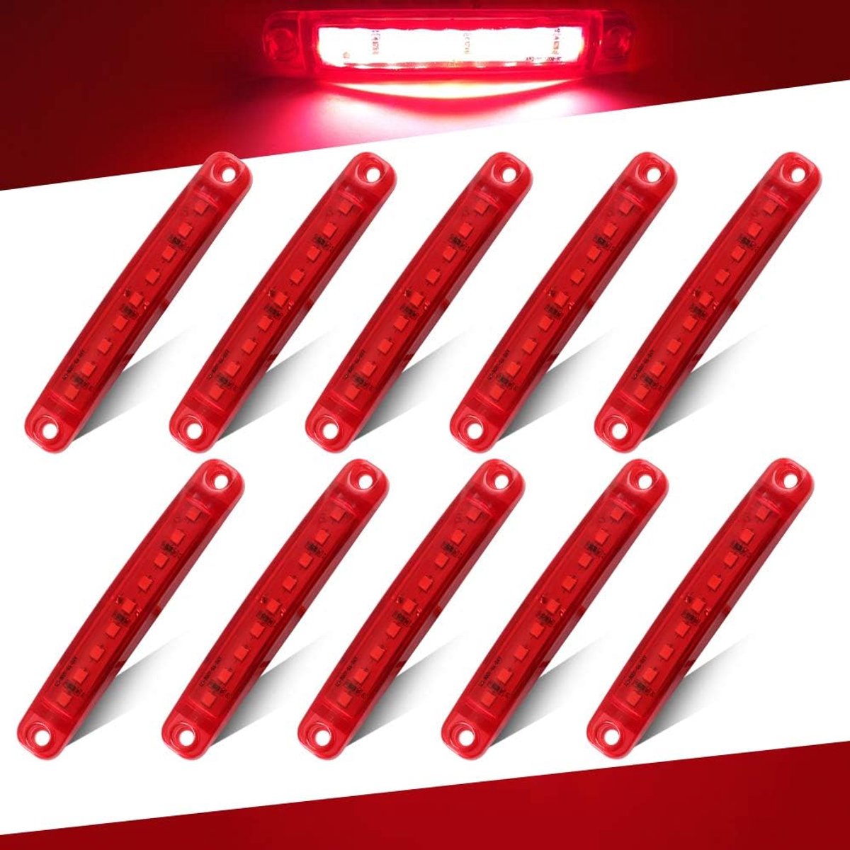 10 Stks LED Zijmarkeringslichten,12-24V 9SMD Rood LED Zijpositielicht Markeringslichten,Gebruikt Voor Auto Vrachtwagen Aanhangwagen Caravan Voor-en Achtermarkering Zijlichten-Waterdicht