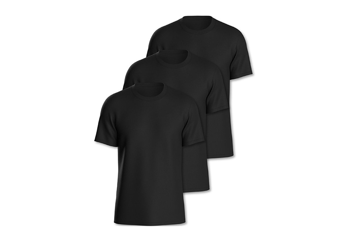 Comfort Essentials - Set van 3 zachte heren T-shirts van 100% katoen - Zwart - XL